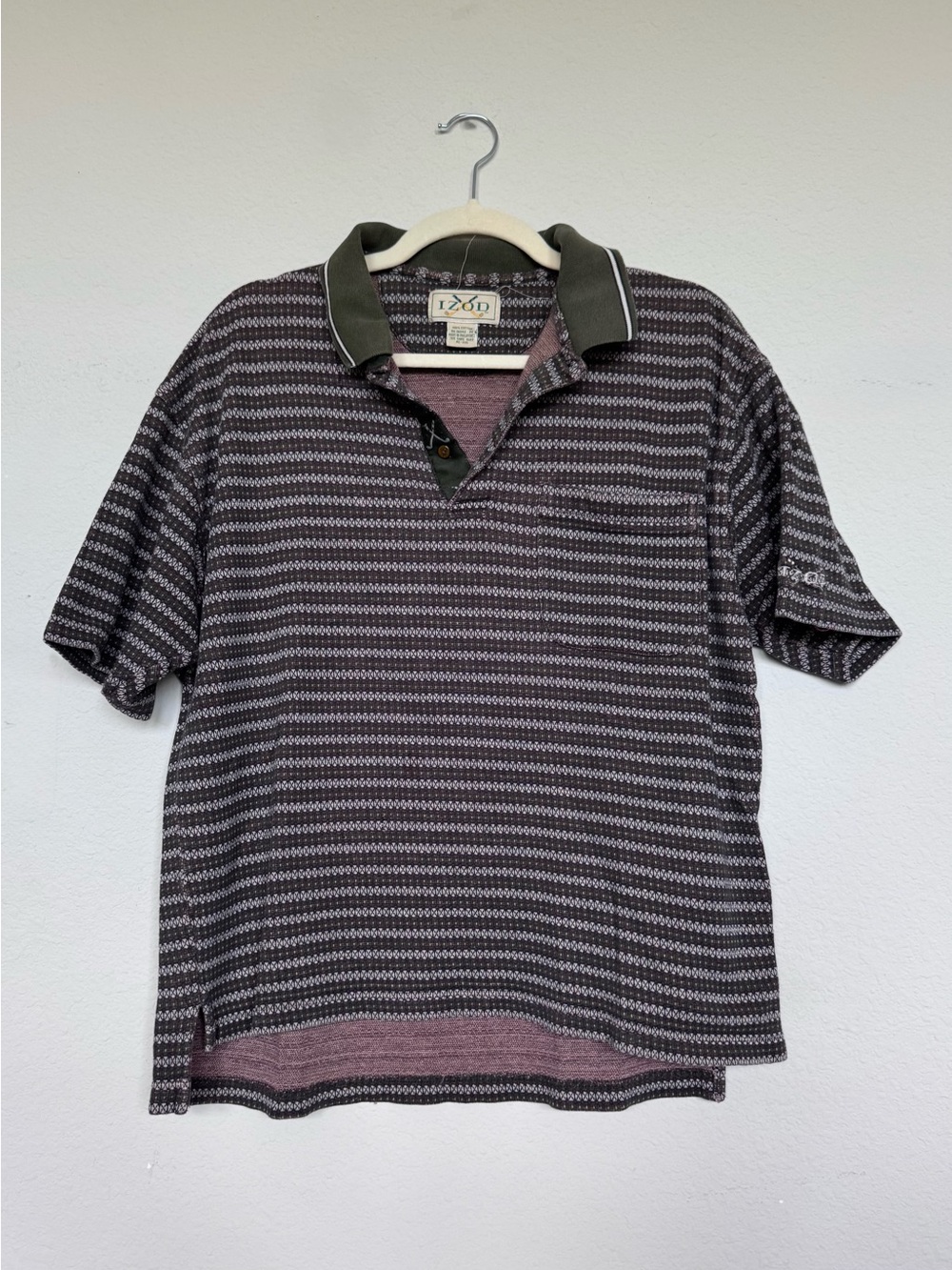 Vintage 90s IZOD Men's Striped 100% Cotton Polo Shirt Short Sleeve